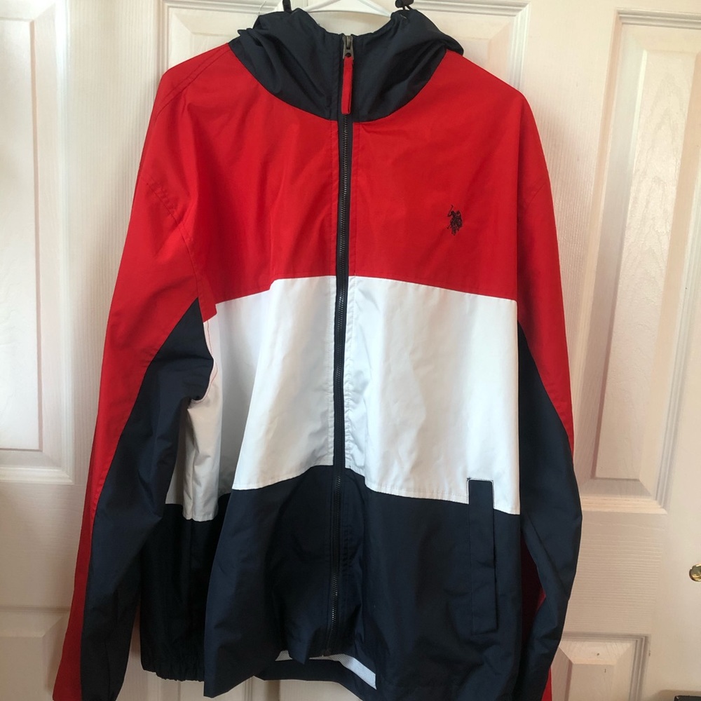Red white and blue windbreaker by U.S. Polo Assn.